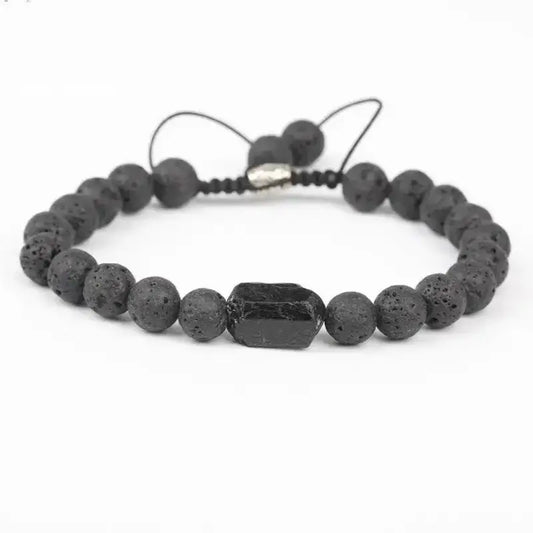 Bracelet en Tourmaline noire et Pierre de lave | Bracelets | pierre naturelle bijoux