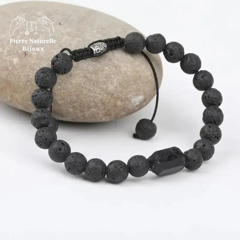 Bracelet en Tourmaline noire et Pierre de lave | Bracelets | pierre naturelle bijoux