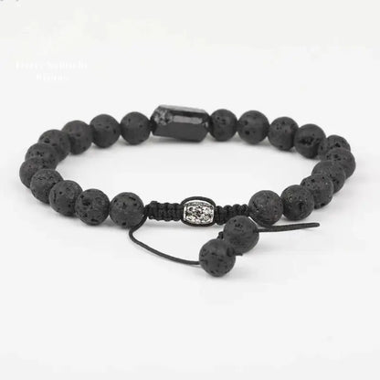 Bracelet en Tourmaline noire et Pierre de lave | Bracelets | pierre naturelle bijoux