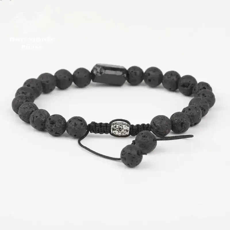 Bracelet en Tourmaline noire et Pierre de lave | Bracelets | pierre naturelle bijoux