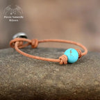 Bracelet cuir en Turquoise | Bracelets | pierre naturelle bijoux