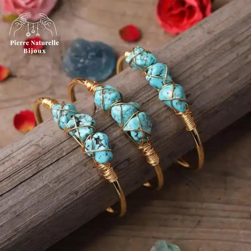 Bracelet cuivre en Turquoise | Bracelets | pierre naturelle bijoux