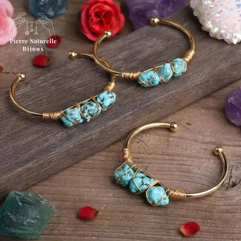 Bracelet cuivre en Turquoise | Bracelets | pierre naturelle bijoux