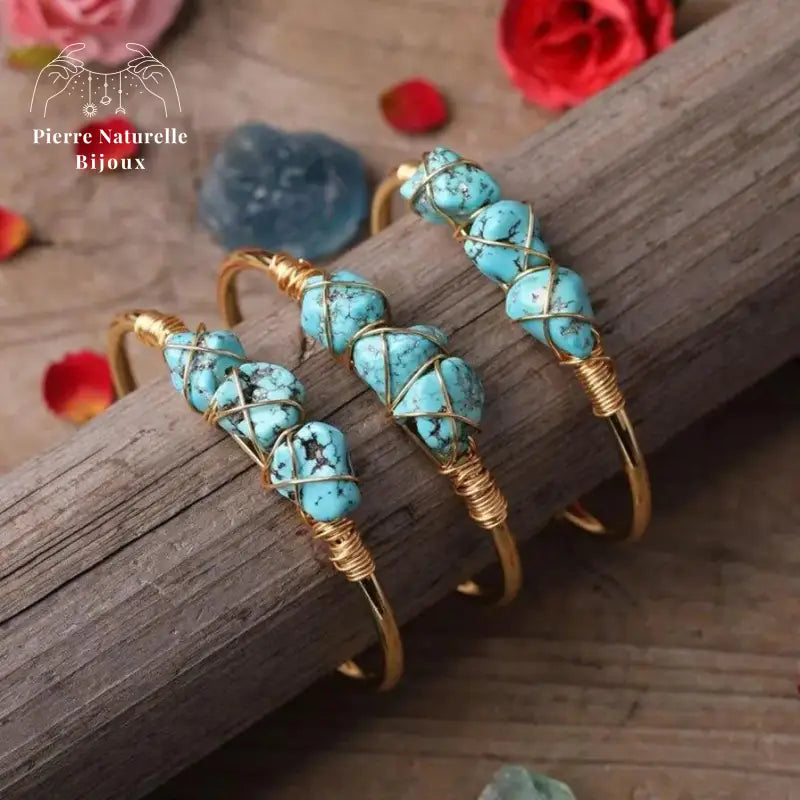 Bracelet cuivre en Turquoise | Bracelets | pierre naturelle bijoux