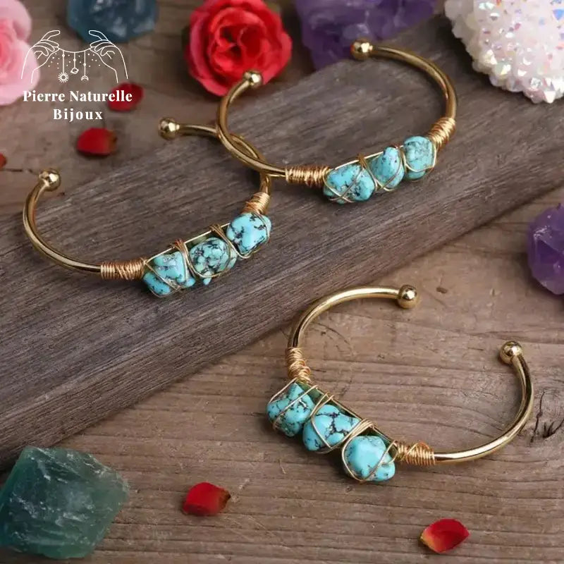 Bracelet cuivre en Turquoise | Bracelets | pierre naturelle bijoux