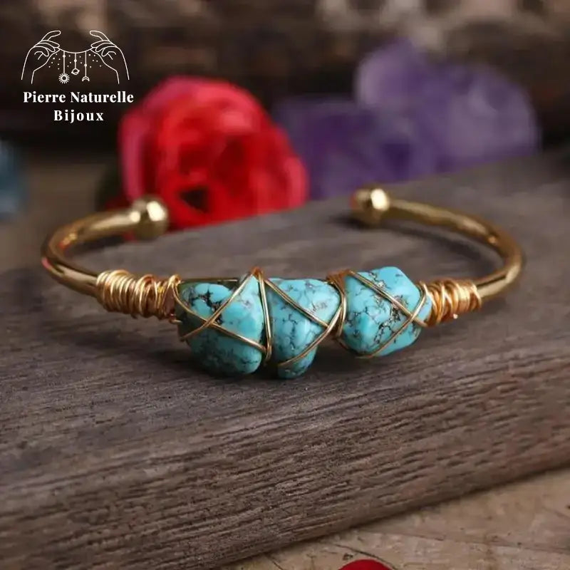 Bracelet cuivre en Turquoise | Bracelets | pierre naturelle bijoux