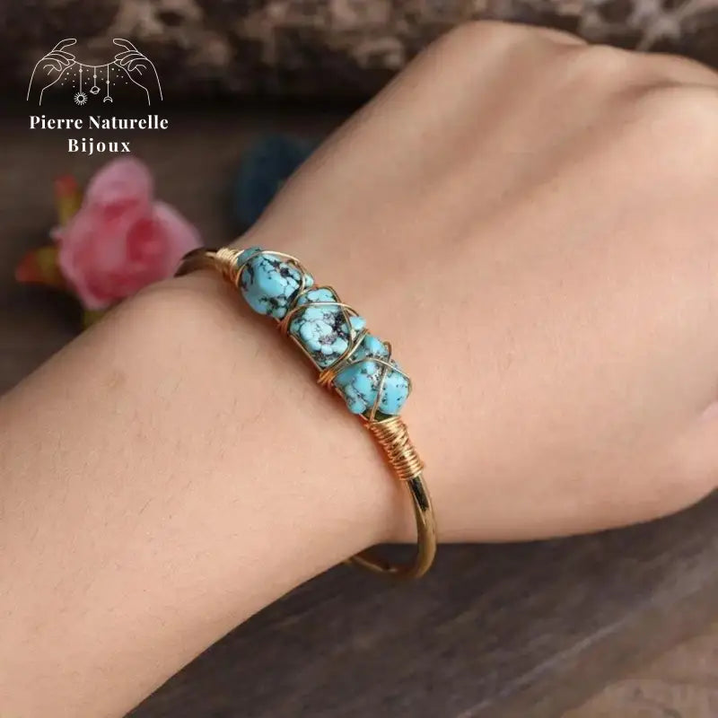 Bracelet cuivre en Turquoise | Bracelets | pierre naturelle bijoux