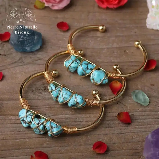 Bracelet cuivre en Turquoise | Bracelets | pierre naturelle bijoux