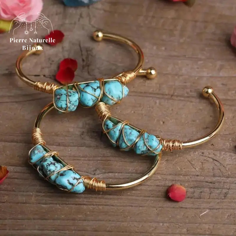 Bracelet cuivre en Turquoise | Bracelets | pierre naturelle bijoux