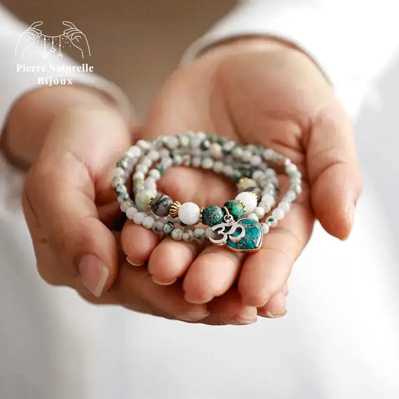 Bracelet "Cœur" en Turquoise et Agate | Bracelets | pierre naturelle bijoux