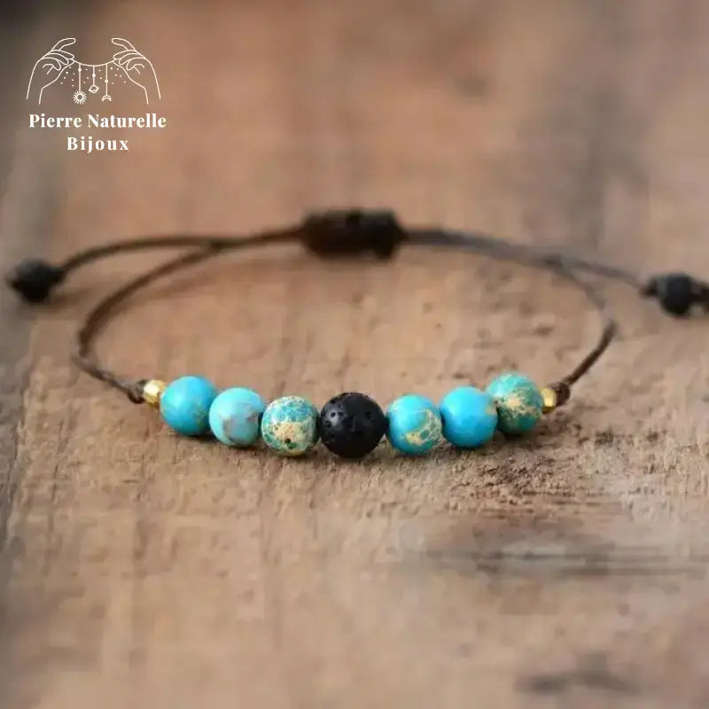 Bracelet "Eclaircie" en Turquoise et Pierre de lave
