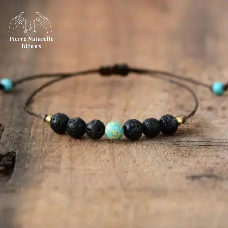 Bracelet "Eclaircie" en Turquoise et Pierre de lave