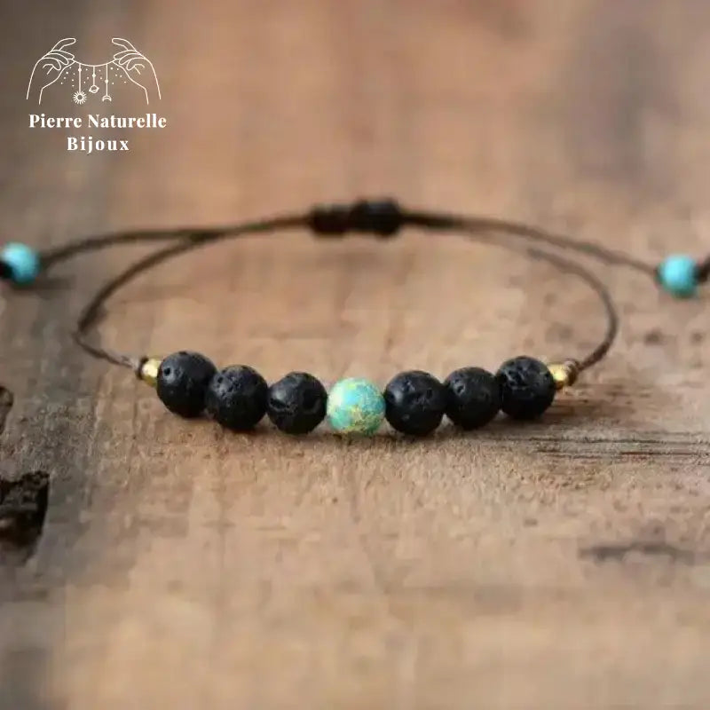 Bracelet "Eclaircie" en Turquoise et Pierre de lave