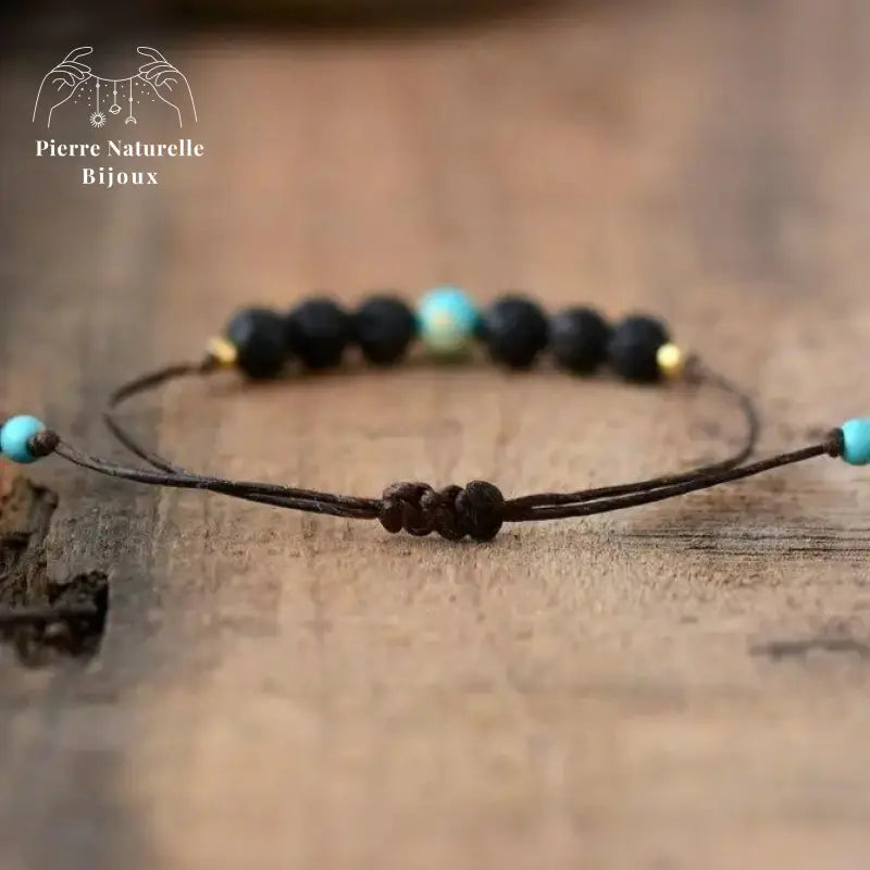 Bracelet "Eclaircie" en Turquoise et Pierre de lave | Bracelets | pierre naturelle bijoux