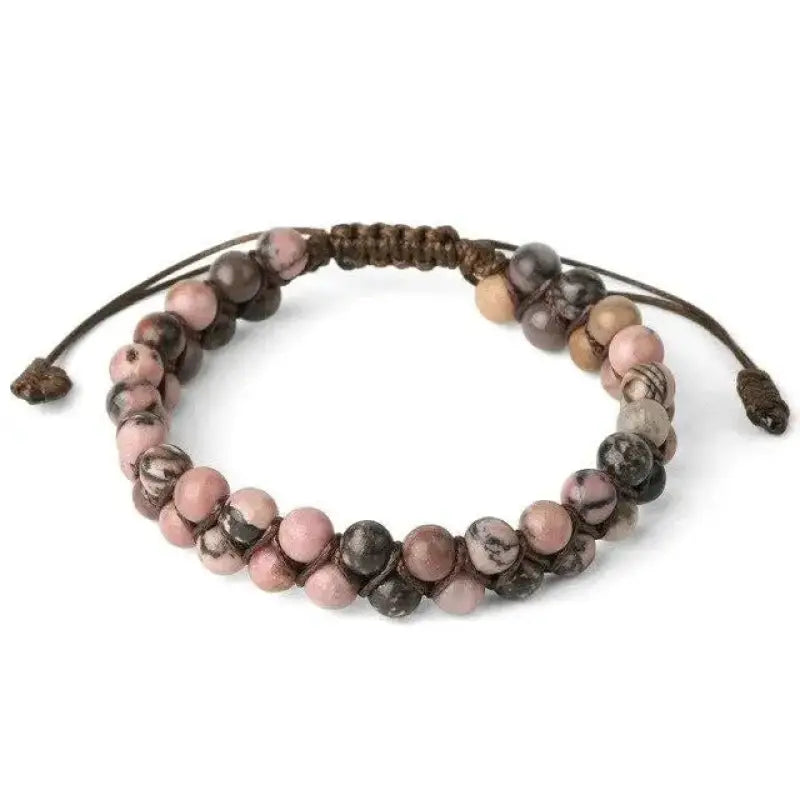 Bracelet wrap "Sincérité" en rhodonite