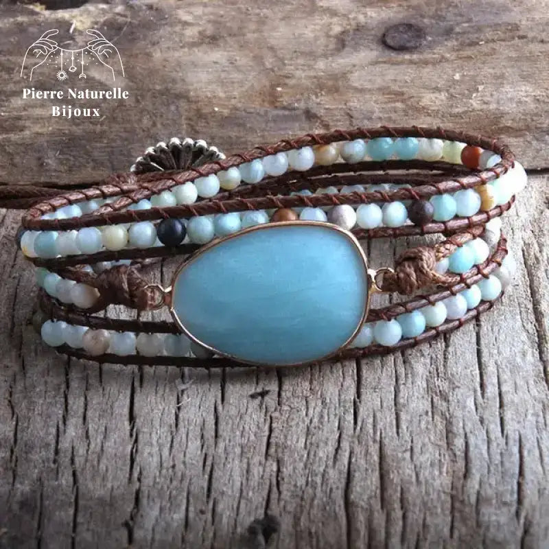 Bracelet wrap "Attachement" en Amazonite