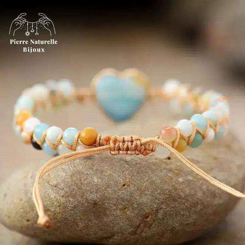 Bracelet wrap "Cœur de l'océan" en Amazonite | Bracelets | pierre naturelle bijoux