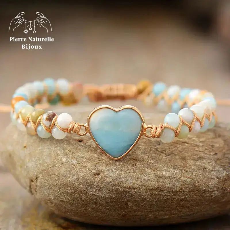 Bracelet wrap "Cœur de l'océan" en Amazonite | Bracelets | pierre naturelle bijoux