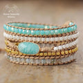 Bracelet wrap en Amazonite, Cristal et Agate | Bracelets | pierre naturelle bijoux