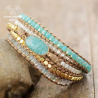 Bracelet wrap en Amazonite, Cristal et Agate | Bracelets | pierre naturelle bijoux