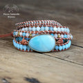 Bracelet wrap "Voyance" en Amazonite, Cristal et Quartz | Bracelets | pierre naturelle bijoux