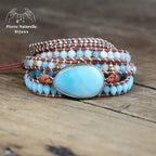 Bracelet wrap "Voyance" en Amazonite, Cristal et Quartz | Bracelets | pierre naturelle bijoux