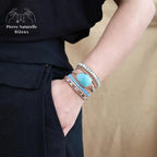 Bracelet wrap "Transformation" en Amazonite et Cristal | Bracelets | pierre naturelle bijoux