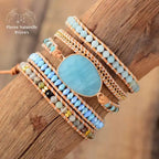 Bracelet wrap "Transformation" en Amazonite et Cristal | Bracelets | pierre naturelle bijoux