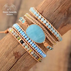 Bracelet wrap "Transformation" en Amazonite et Cristal | Bracelets | pierre naturelle bijoux