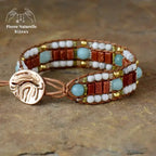 Bracelet wrap "Pacifique" en Amazonite et Howlite | Bracelets | pierre naturelle bijoux