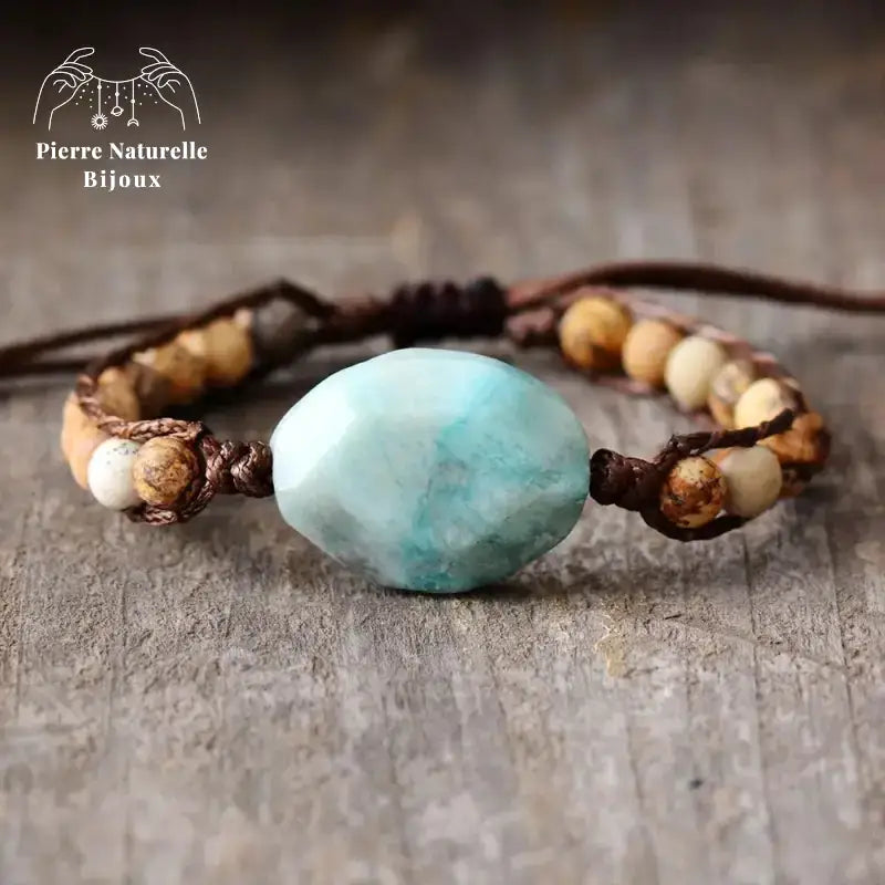Bracelet wrap en Amazonite et Jaspe paysage | Bracelets | pierre naturelle bijoux
