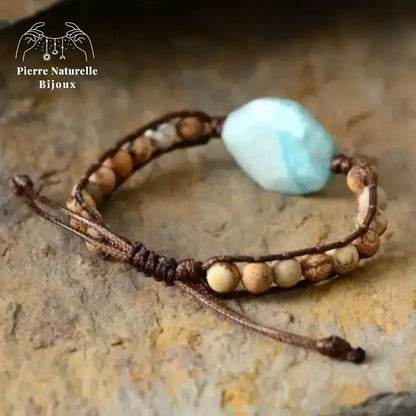 Bracelet wrap en Amazonite et Jaspe paysage | Bracelets | pierre naturelle bijoux