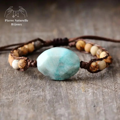 Bracelet wrap en Amazonite et Jaspe paysage | Bracelets | pierre naturelle bijoux