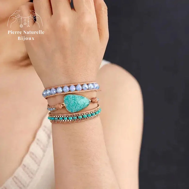 Bracelet wrap en Amazonite et Turquoise | Bracelets | pierre naturelle bijoux