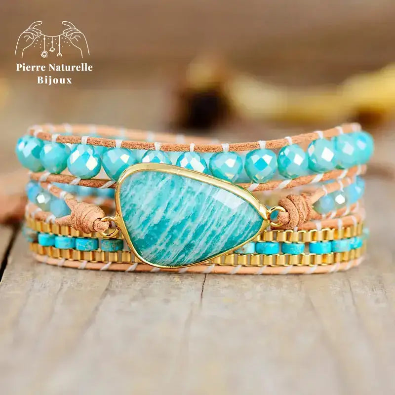 Bracelet wrap en Amazonite et Turquoise | Bracelets | pierre naturelle bijoux