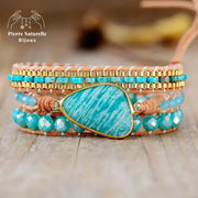 Bracelet wrap en Amazonite et Turquoise