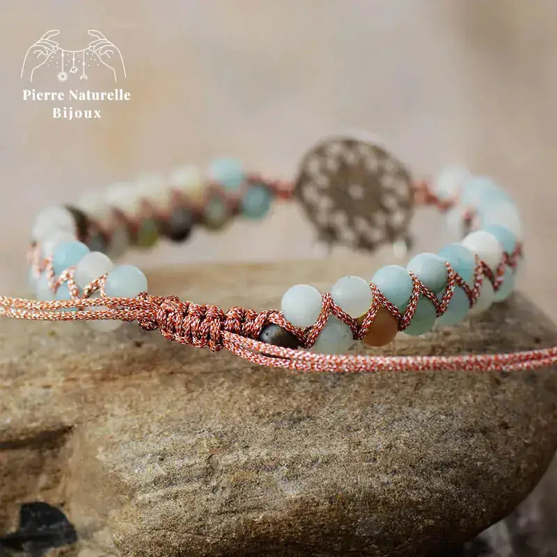Bracelet wrap "Solidarité" en Amazonite et Turquoise | Bracelets | pierre naturelle bijoux