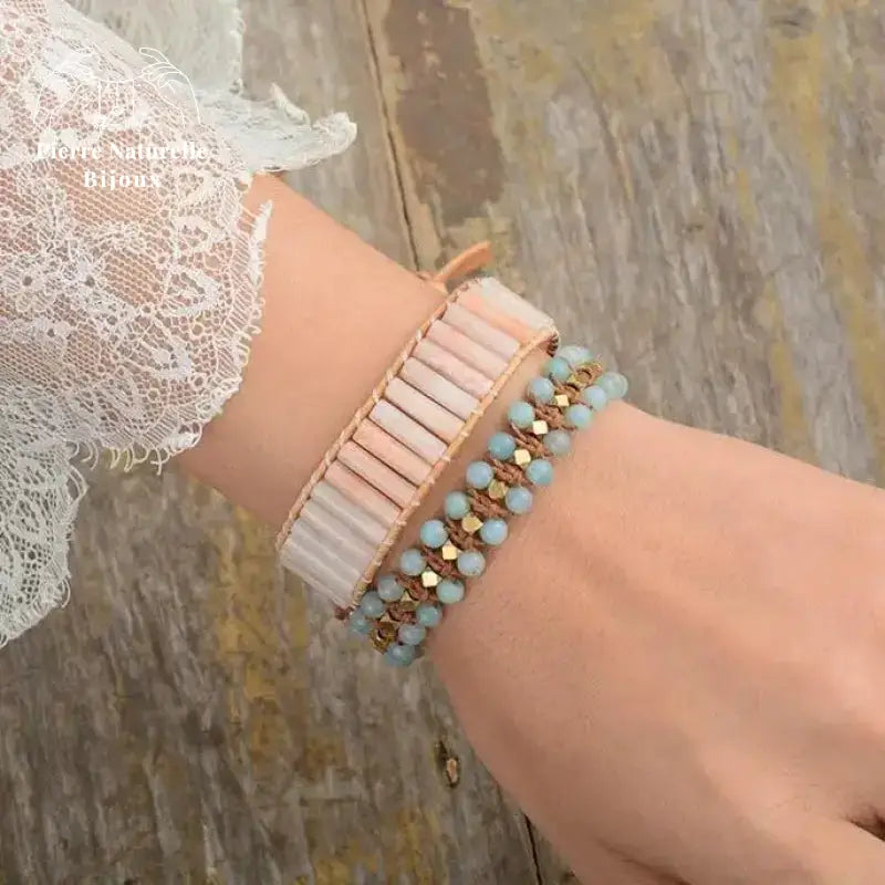 Bracelet wrap "Existence" en Amazonite | Bracelets | pierre naturelle bijoux