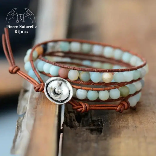 Bracelet wrap "Soulagement" en Amazonite | Bracelets | pierre naturelle bijoux