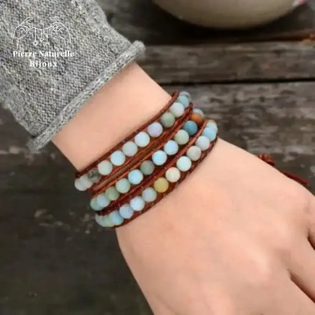 Bracelet wrap "Soulagement" en Amazonite | Bracelets | pierre naturelle bijoux