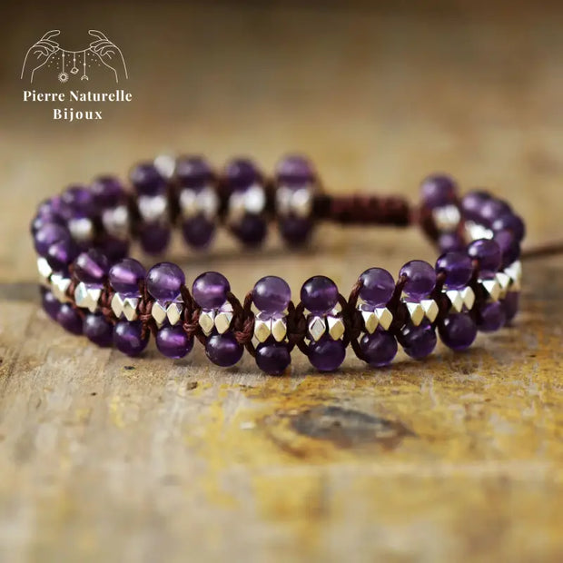 Bracelet wrap en Améthyste | Bracelets | pierre naturelle bijoux