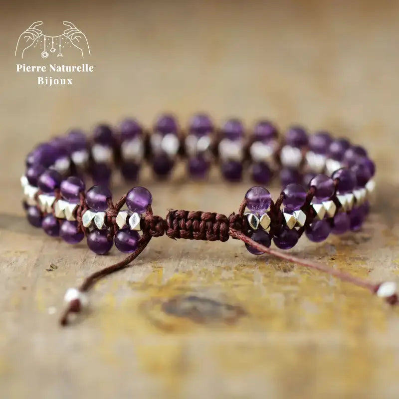 Bracelet wrap en Améthyste | Bracelets | pierre naturelle bijoux