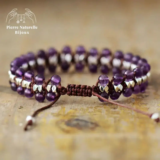 Bracelet wrap en Améthyste | Bracelets | pierre naturelle bijoux