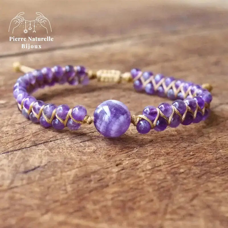 Bracelet wrap "Cheminement" en Améthyste | Bracelets | pierre naturelle bijoux
