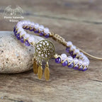 Bracelet wrap "Kryos" en Améthyste et Cristal rose | Bracelets | pierre naturelle bijoux