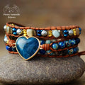 Bracelet wrap "Cœur" en Apatite, Cristal et Quartz | Bracelets | pierre naturelle bijoux