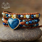 Bracelet wrap "Cœur" en Apatite, Cristal et Quartz | Bracelets | pierre naturelle bijoux
