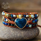Bracelet wrap "Cœur" en Apatite, Cristal et Quartz | Bracelets | pierre naturelle bijoux