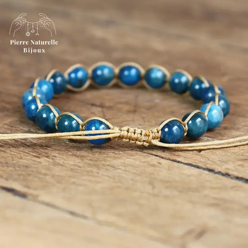 Bracelet wrap "Lâcher-prise" en Apatite | Bracelets | pierre naturelle bijoux