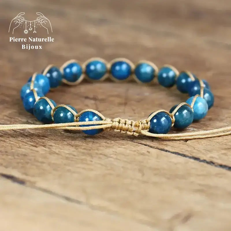 Bracelet wrap "Lâcher-prise" en Apatite | Bracelets | pierre naturelle bijoux